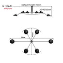 Axyaa Nordic Spider Pendant Light Multi 3/6heads Black Ceiling Lamp for Living Room Bedroom