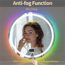 Axyaa LED Round Bathroom Mirror with Anti-Fog, Bluetooth Speaker, and Front & RGB Backlit