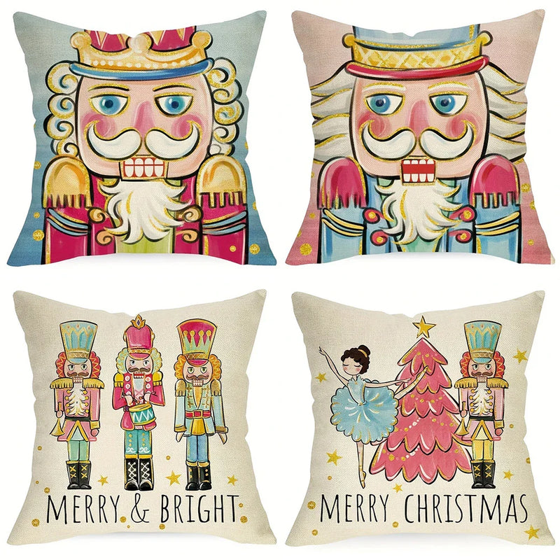 Nutcracker Pillowcase for Living Room Sofa with Zipper Closure by Axyaa