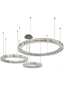 Axyaa Modern K9 Crystals Glass Chandelier, Circle Ring Pendant Lighting for Living Room