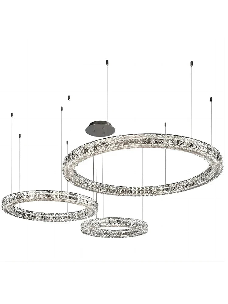 Axyaa Modern K9 Crystals Glass Chandelier, Circle Ring Pendant Lighting for Living Room