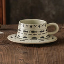 Axyaa Stoneware Latte Mug Set Cup & Saucer Japanese Style Ceramic Beverage