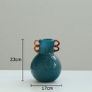 Axyaa Hexagonal Glass Vase with Artificial Flowers Desk Decor Aesthetic Display