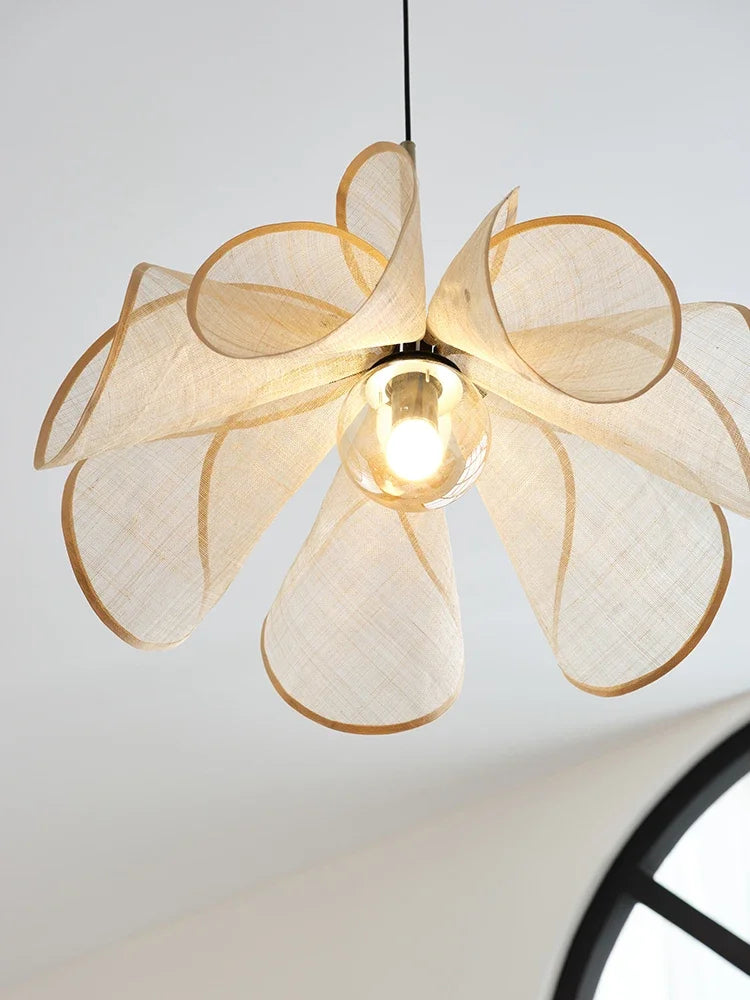 Axyaa Wabi Sabi Flower Chandelier: French Fabric Modern Ceiling Pendant Lighting