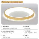 Axyaa Modern Walnut Wood LED Ceiling Light Circular Ceiling Lamp for Home Lighting