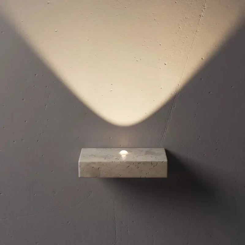 Axyaa Yellow Travertine LED Wall Sconce - Modern Minimalist Marble Lamp