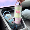 Axyaa Strawberry Thermos: Stainless Steel Vacuum Tumbler with Straw