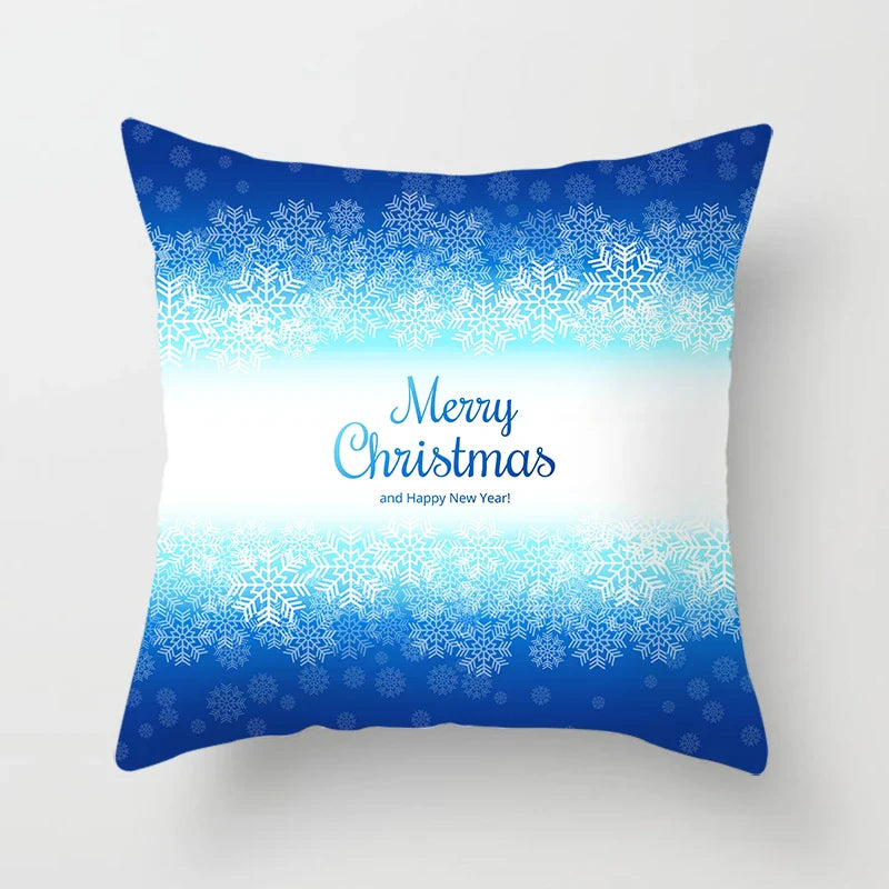 Blue Winter Snowflake Pillowcase for Stylish Christmas Decor by Axyaa