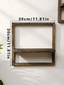 Axyaa Black Wooden Square Plant Flower Pot Shelf for Boho Home Decor