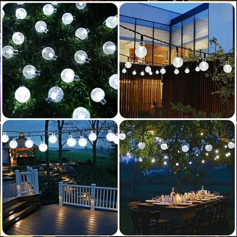 Axyaa Crystal Fairy Lights: Outdoor Waterproof 8 Modes Patio Decor, Festive Garden Party Lighting