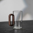 Axyaa Glass Cup with Walnut Handle, Large Capacity, Heat-resistant for Office and Home