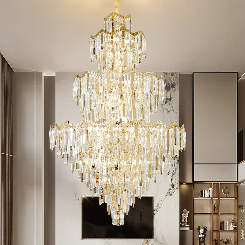 Axyaa European Style Crystal Chandelier for Villa Living Room, Luxury Post-Modern Design