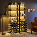 Axyaa 20 Bottle Wine Bakers Rack with Glass Holder and Storage Shelves