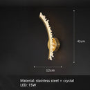 Axyaa Gold Metal Crystal Wall Sconce - Home Atmosphere Bedroom Decor