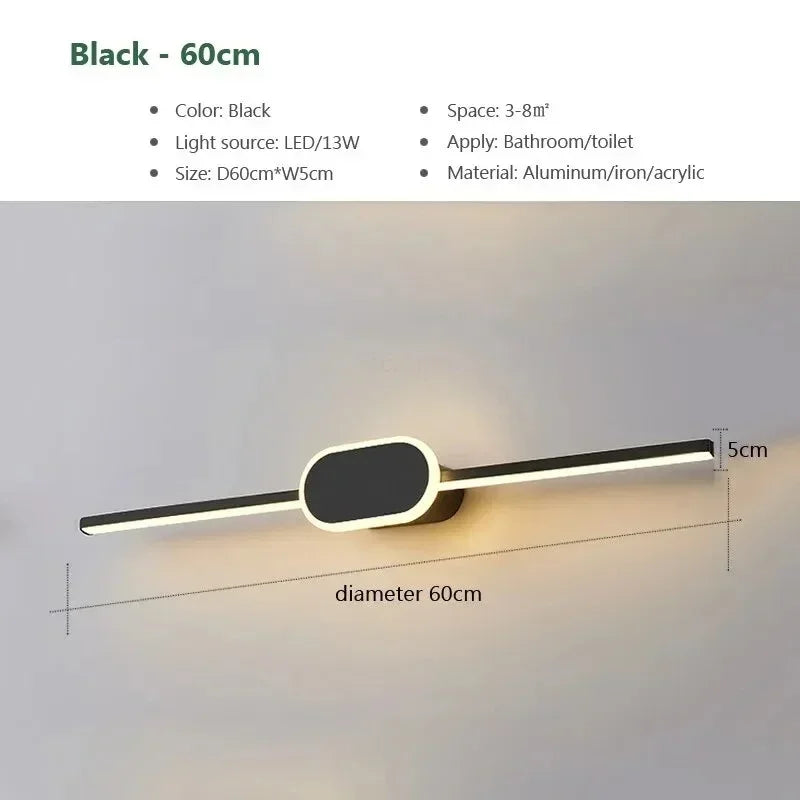 Axyaa 40/60/80CM LED Bathroom Mirror Wall Sconces, Living Room Indoor Fixture