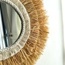 Axyaa Raffia Circle Wall Mirror Farmhouse Decor for Living Room Bedroom
