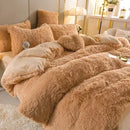 Axyaa Plush Pink Mink Velvet Queen Bedding Set with Sheets