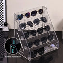 Axyaa Sunglasses & Eyeglasses Clear Display Case 5 Tier Acrylic Riser Stand