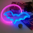 Moon Bat Neon Sign by Axyaa - USB/Battery Powered LED Sign for Wall Decor & Gift