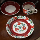 Axyaa Floral Ceramic Plate: Retro Round Breakfast, Vegetable, and Dessert Plate