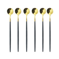 Axyaa Stainless Steel Long Spoon Set for Dessert Coffee Tea Stirring