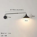 Axyaa Adjustable Black Metal Long Arm Wall Lamp for Bedroom Reading