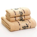 Axyaa 3-Piece Waffle Towel Set: 1 Bath, 2 Hand Towels - Cream