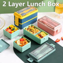 Axyaa Leakproof Lunch Box Set with Fork & Spoon - Microwave Safe Container