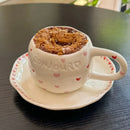 Axyaa Hand-painted Flower Love Heart Ceramic Coffee Cup and Saucer