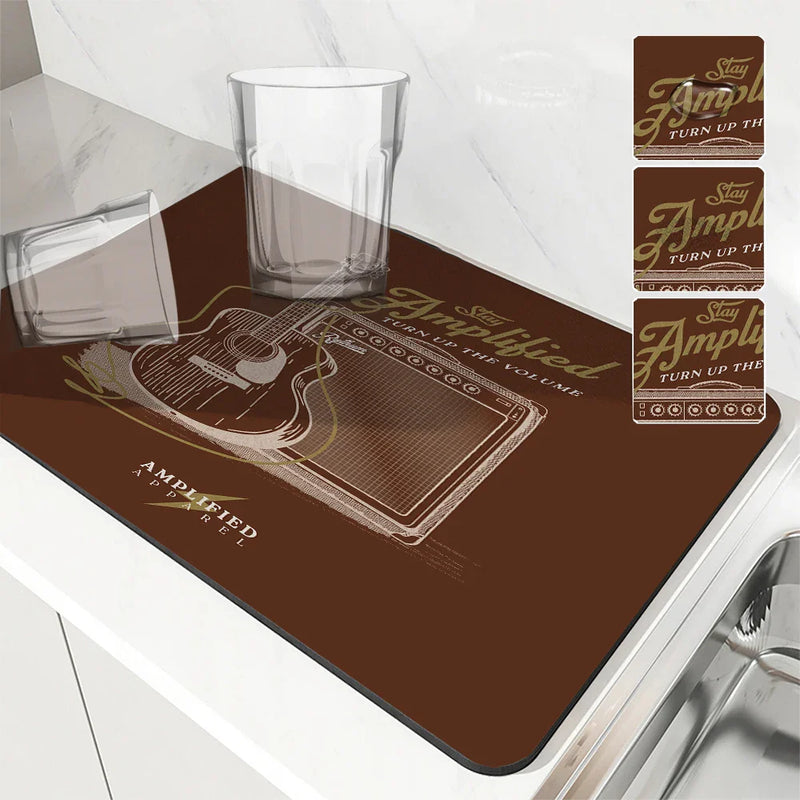 Axyaa Diatom Mud Kitchen Drain Pads - Absorbent Tableware Draining Mat