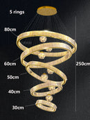 Axyaa Crystal Chandelier: Modern Stair Pendant Lamp for Interior Lighting