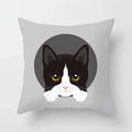 Axyaa Cute Cat Round Head Cushion Cover 45x45cm Polyester Pillowcase Square