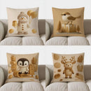 Axyaa Snowman Balloons & Gift Pillow Cover for Sofa, Bedroom, Car