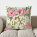 Pink Watercolor Christmas Bauble Pillow Cover by Axyaa