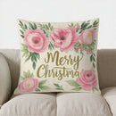 Pink Watercolor Christmas Bauble Pillow Cover by Axyaa