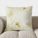 Axyaa Golden Floral & Palm Leaf Print Pillow Cover for Sofa, Bedroom, Car