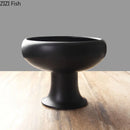 Axyaa Ceramic Goblet Vase: Minimalist Black and White Room Decor