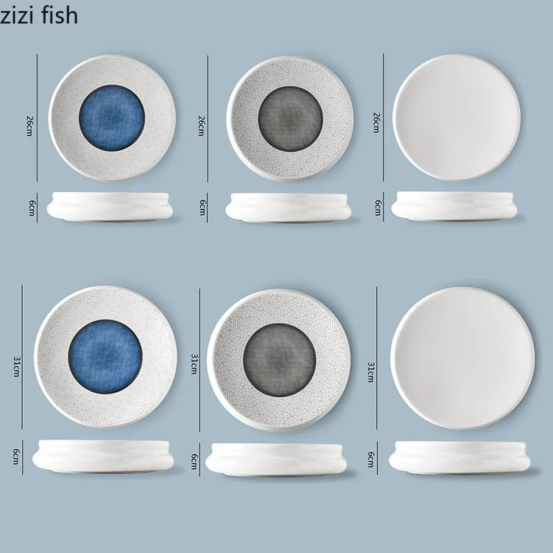 Axya Retro Ceramic Dinner Plate Set - Restaurant Quality Specialty Tableware