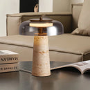 Axyaa Stone Table Lamp with Clear Glass Lampshade and LED Mood Lights