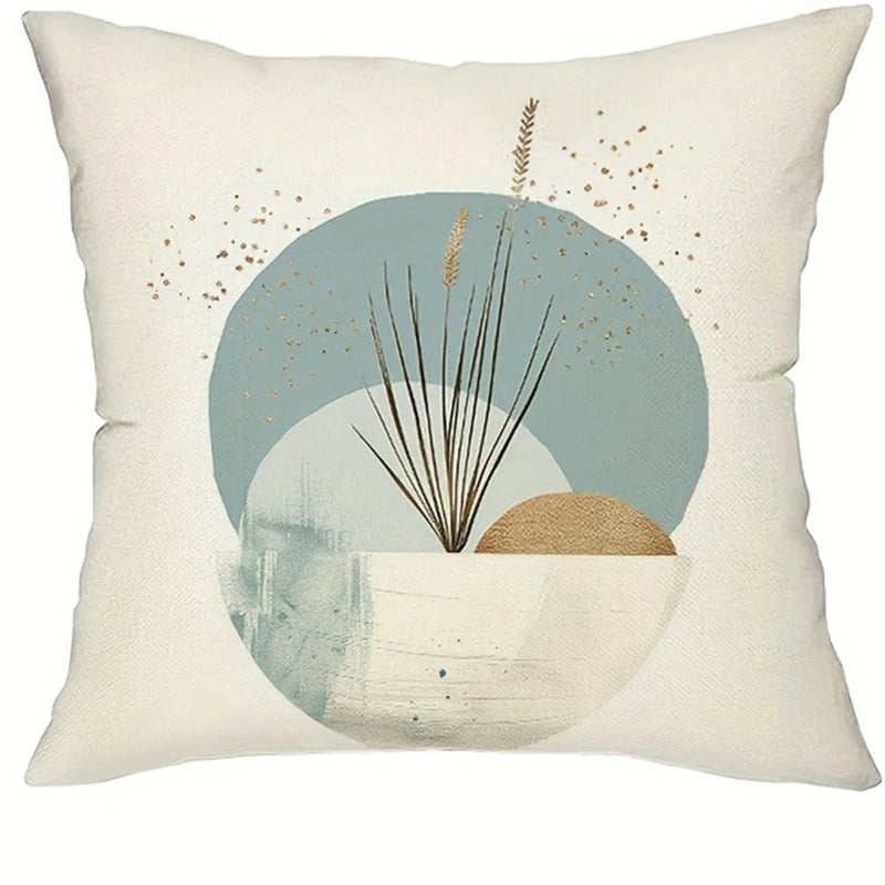 Light Blue Geometric Leaf Pattern Pillowcase for Bohemian Home Decor by Axyaa