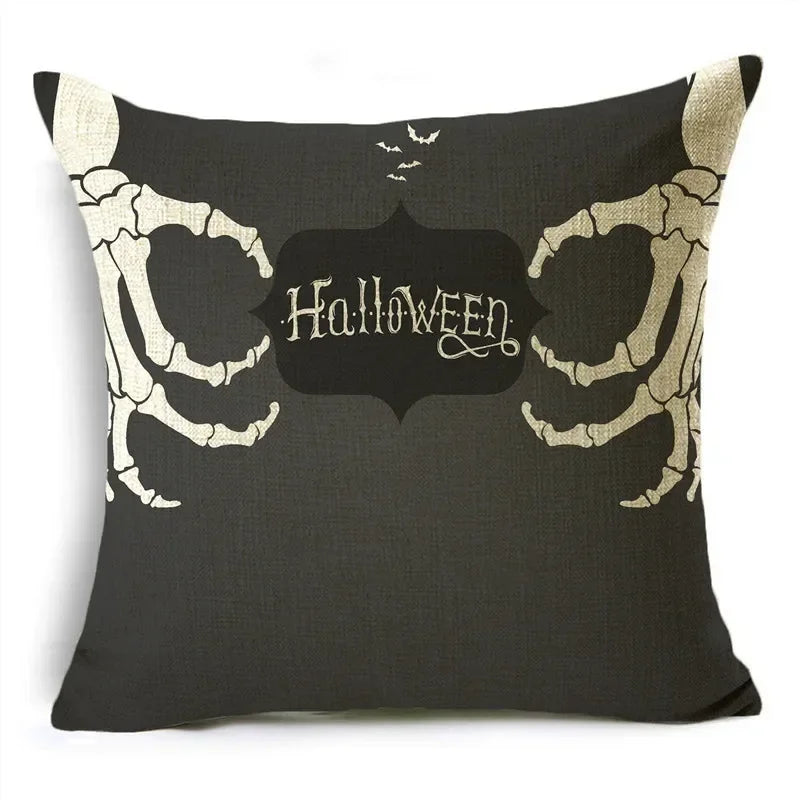 Black White Happy Halloween Trick Or Treat Pillowcase for Axyaa Décor