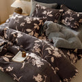 Luxury Milk Velvet Bedding Set, Floral Duvet Cover, Warm Flannel Fleece Linens
