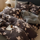 King Size Axyaa Winter Milk Velvet Bedding Set with Carving Floral Duvet Cover