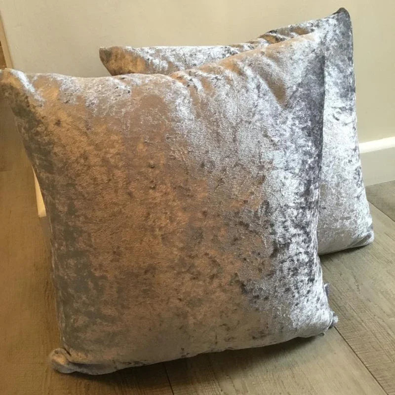 Axyaa Silver Ice Velvet Pillow Cover - Soft Modern Home Decor
