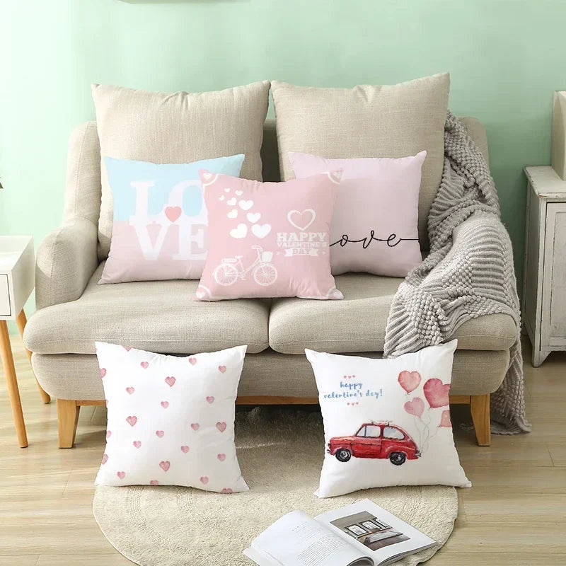 Axyaa Valentine's Day Parchment Pillow Set for Home Sofa, Square Pillowcase