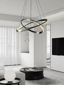Axyaa Black Ring LED Chandelier: Modern Art Design for Living Room, Bedroom, Dining Room