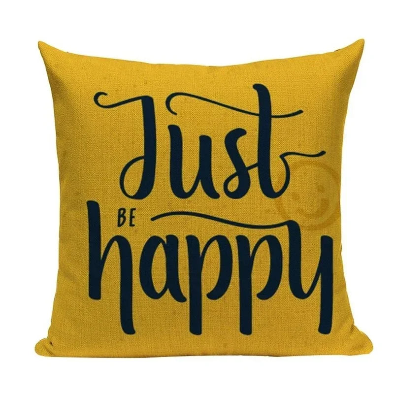 Axyaa Yellow Geometric Linen Pillow Case 45*45cm