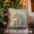 Axyaa Winter Animal Scene Pillow Cover for Sofa, Bedroom, Car - Rectangular Back Cushion