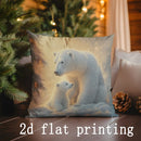 Axyaa Winter Animal Scene Pillow Cover for Sofa, Bedroom, Car - Rectangular Back Cushion