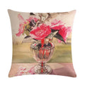 Axyaa Bouquet Cushion Cover 45*45cm - Stylish Art Flowers Flax Pillow